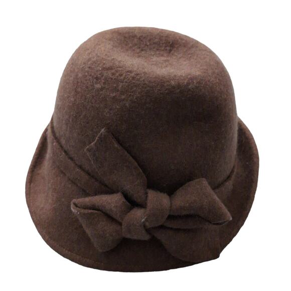 Toucan Collection Brown Wool Hat with Side Bow Fedora